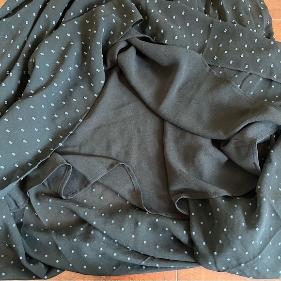 AVEC LES FILLES High Low Tie Neck Midi Dress Black Lapis Dot Size Small - Picture 9 of 15